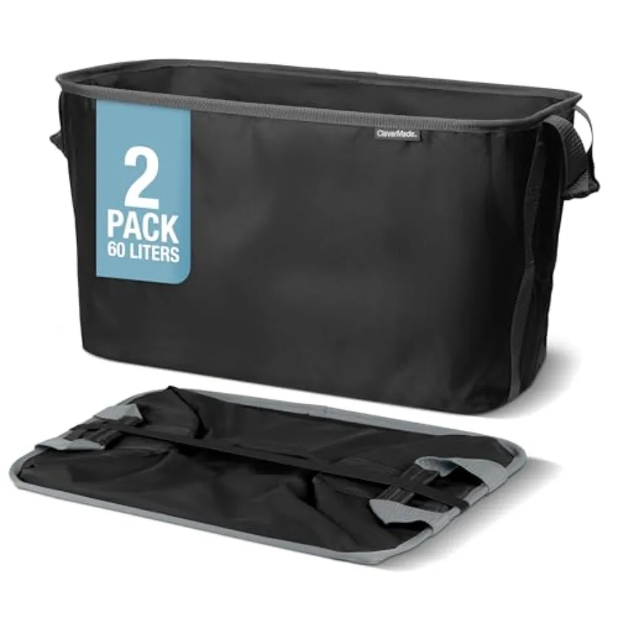 

Складная корзина для белья (2 шт.) 60 л (16 галлонов) с усиленными ручками, компактная тканевая корзина для белья, экономия места