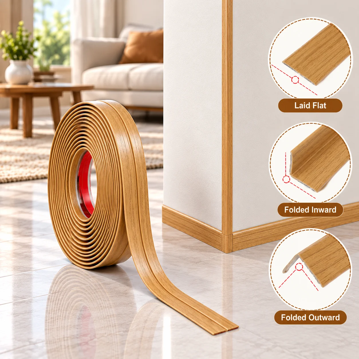 1PC 3/6m Wall Corner Protector Self-Adhesive Flexible – Durable Rubber, Furniture Edge Guard, Easy to Install