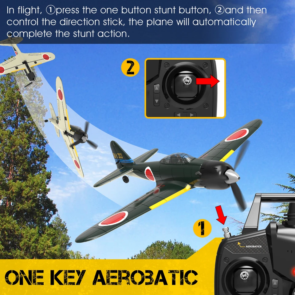 ゼロrc飛行機2.4g,4チャンネル,リモコン,400mm,6軸,エアゾール,rc戦闘