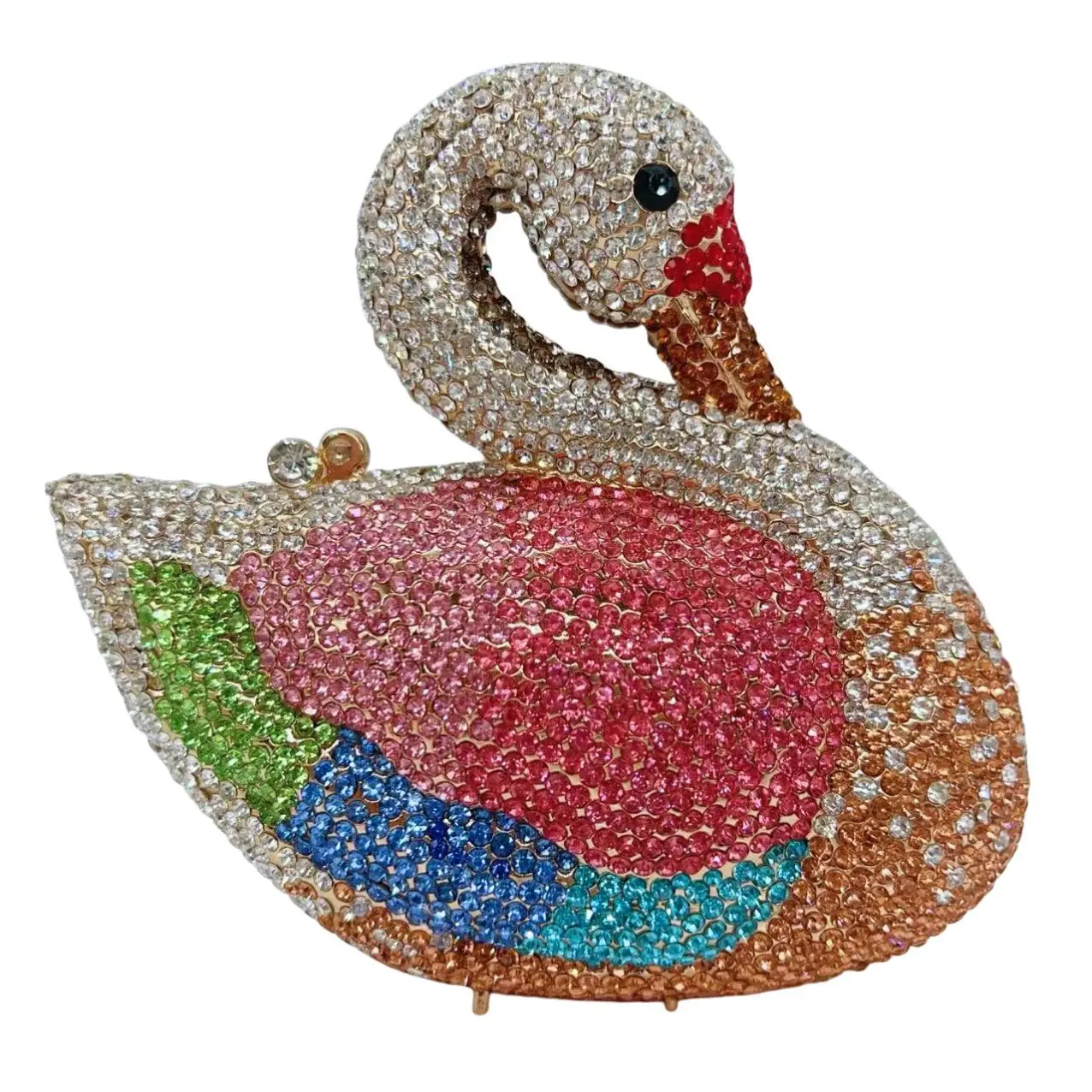 Diamond-encrusted dinner bag animal swan full of diamonds hand holding banquet women's bag new