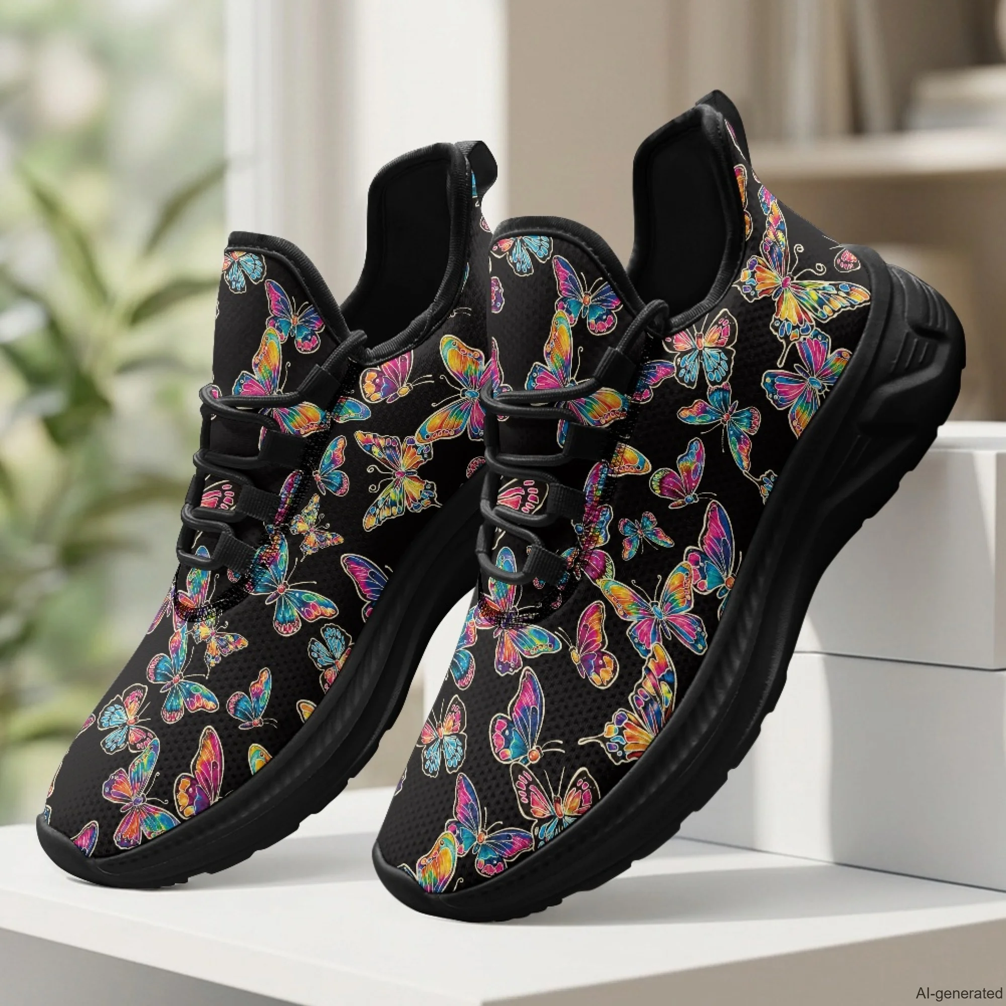 XIXIRIMIDO Womens Walking Shoes Nurse Shoes Nurse Sneakers Butterfly Print Tenis Masculino De Corrida Barefoot Shoes 35-48