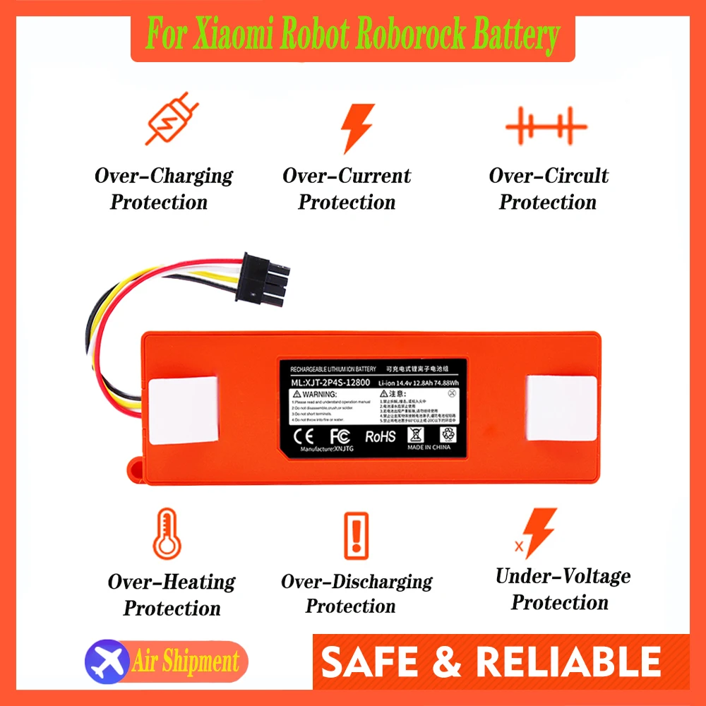 

S50 14.4V 12800mAh Robotic Vacuum Replacement Battery 18650 Battery for Roborock S55 S60 S65 S50 S51 S5 MAX S6