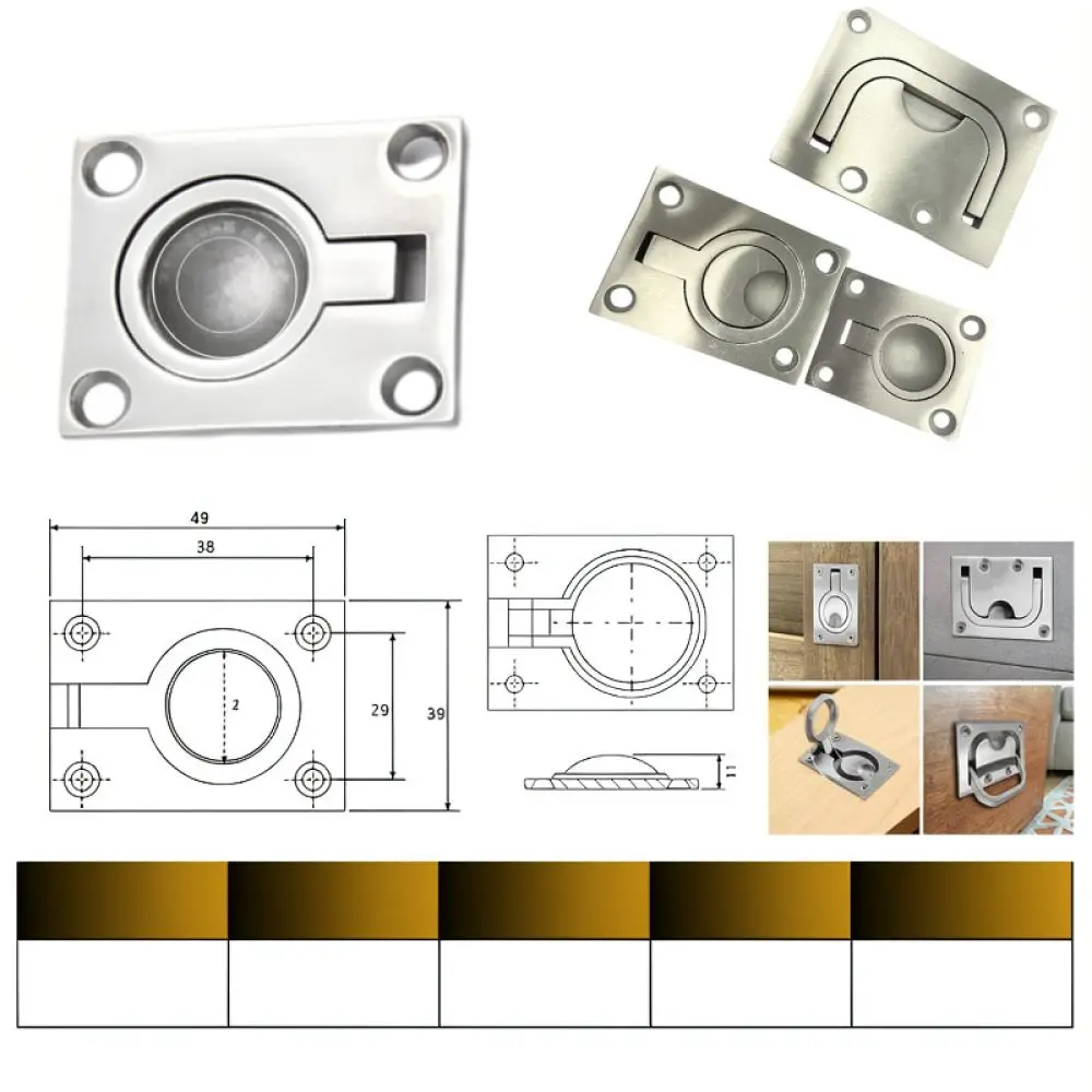 Hidden Flush Ring Handle 316 Stainless Steel Boat Marine Deck Hatch Cabinet Drawer Door Pull Hardware Modern Grip - view 3