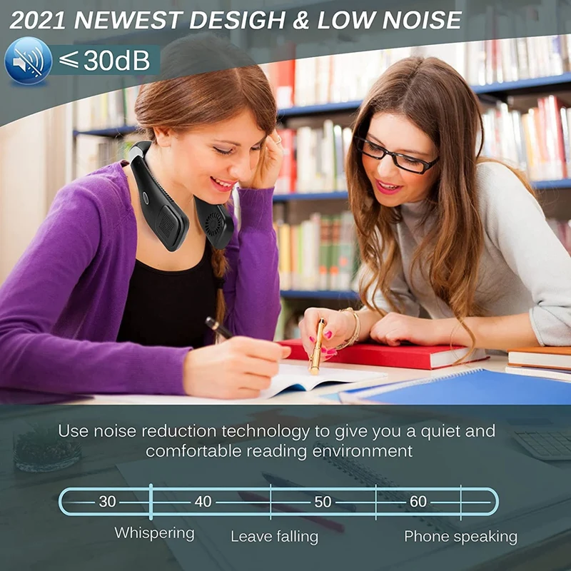 Portable Neck Fan - Personal Fan, Hands Free Bladeless Neck Fan, Rechargeable USB Fan, Neck Air Conditioner