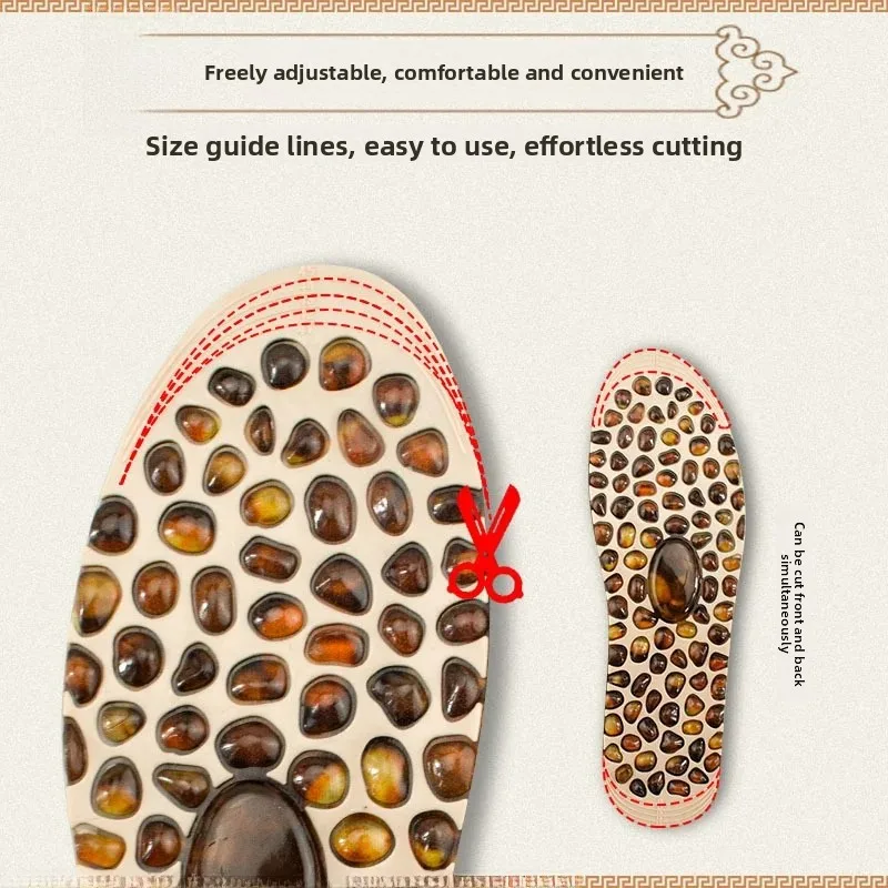 Simulated Pebble Shoe Insoles Acupoint Massage Design Bottom Pressure Relief Pad Adult Foot Therapy Men's Women's Elderly
