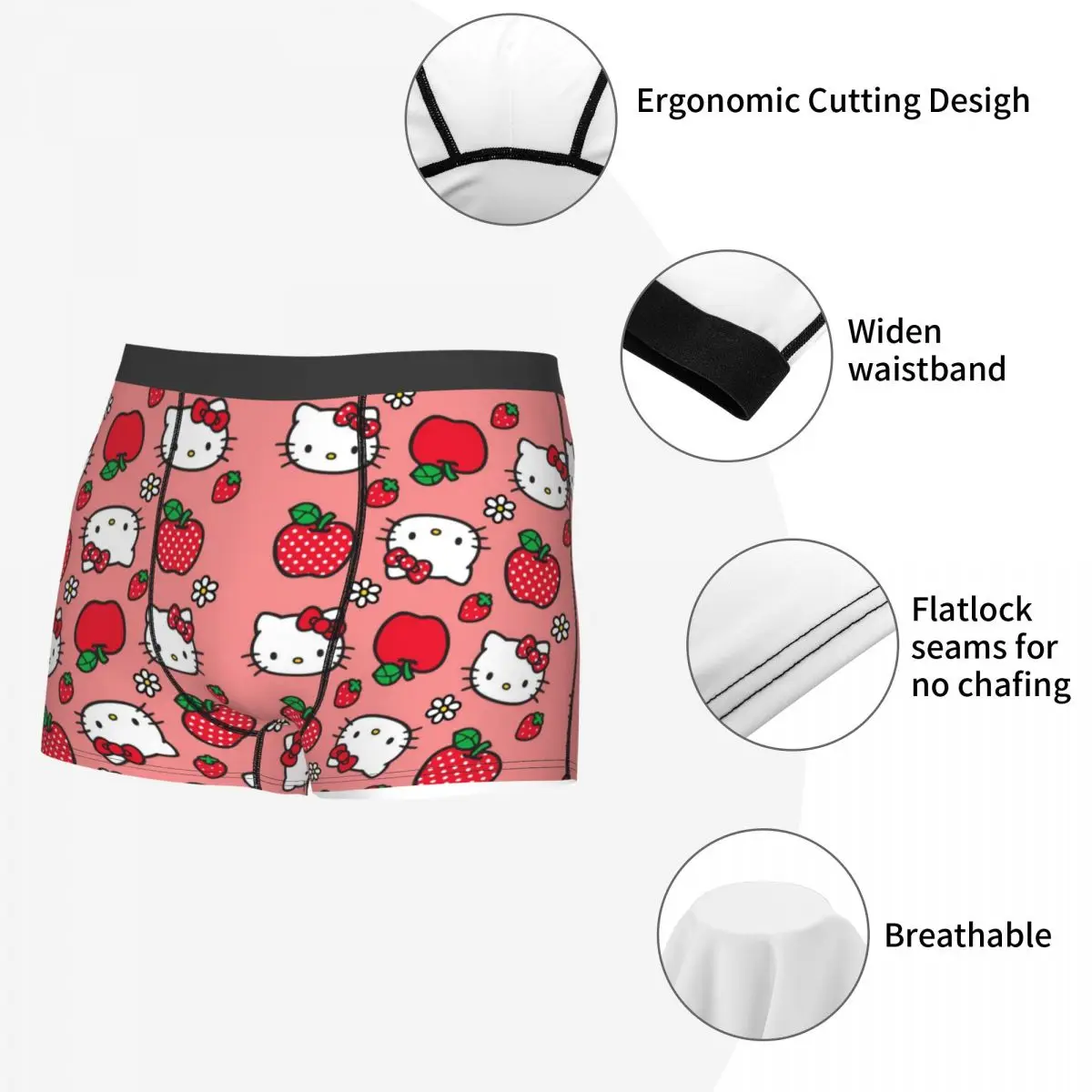 Cool Hello Kitty Boxers Shorts Panties Male Underpants Comfortable Kitty White Briefs Underwear