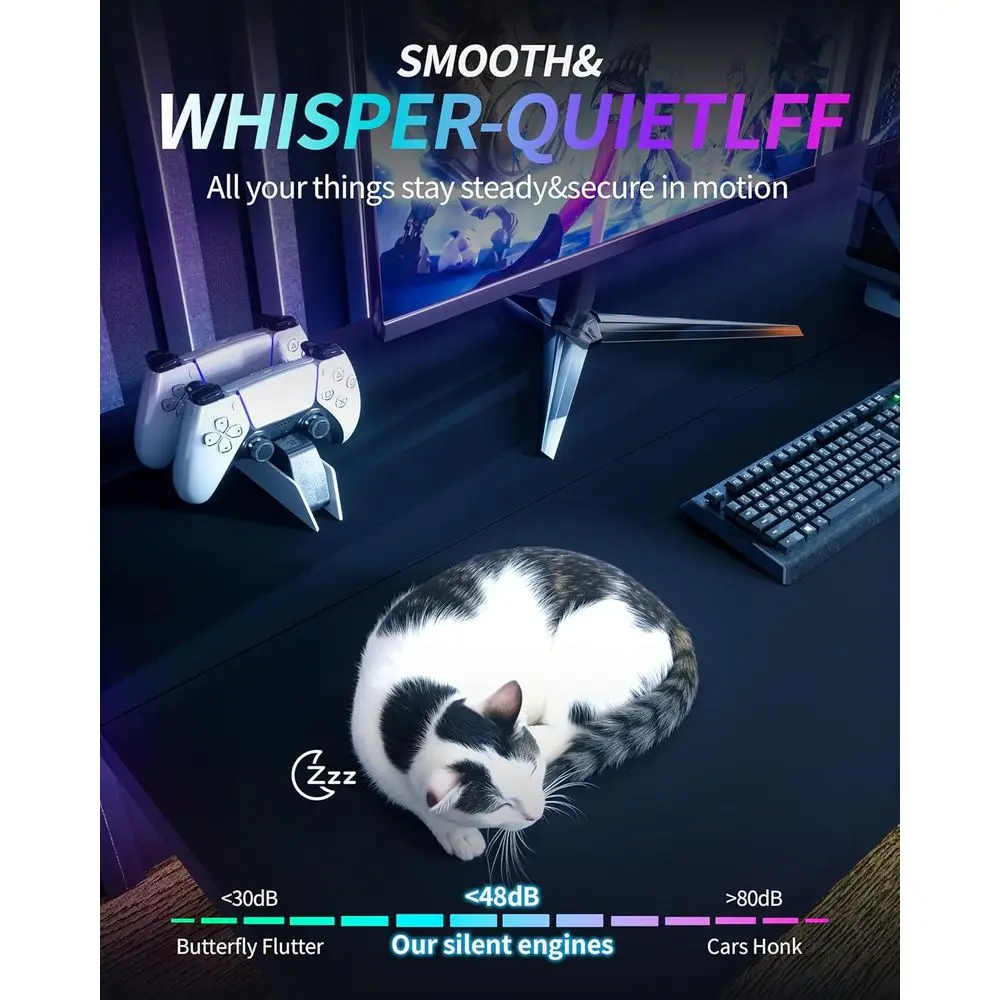 مكتب كهربائي قابل لضبط الارتفاع، 48x24، أسود، للاستخدام المنزلي والمكتبي