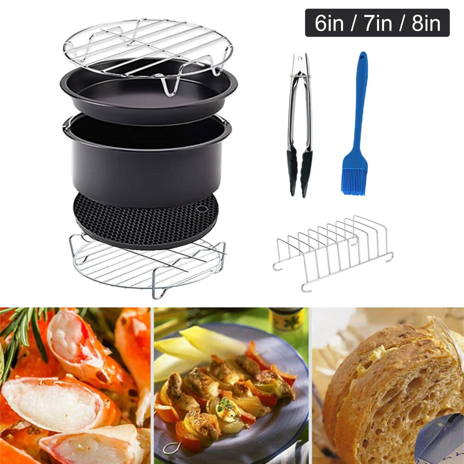 Air Fryer Accessories, Grill Rack Non Food Tongs for BBQ Cooking Baking Kitchen