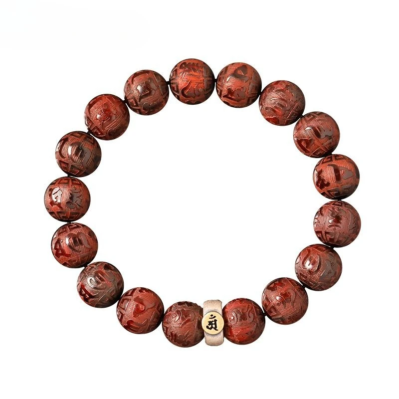 2026 New Style S925 Silver 12 Zodiac Red Sandalwood Bracelet Playable Om Mani Padme Hum Beads Jewelry for Men and Women