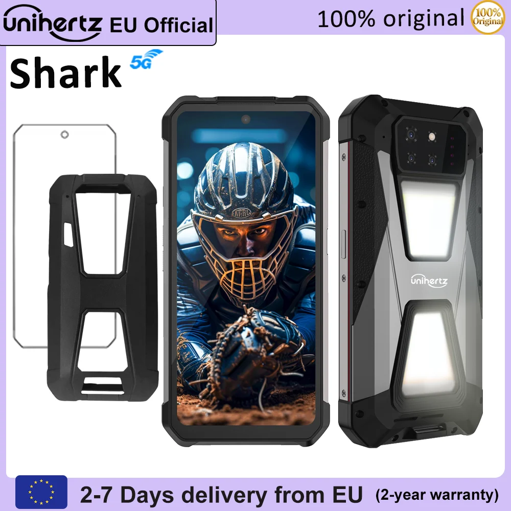Smartphone robuste Unihertz 8849 SHARK 5G, Android 14, Dimensity 8200, écran 120 Hz, 24 Go, 256 Go, WiFi 6, téléphone de jeu, appareil photo 50 MP, 64 MP