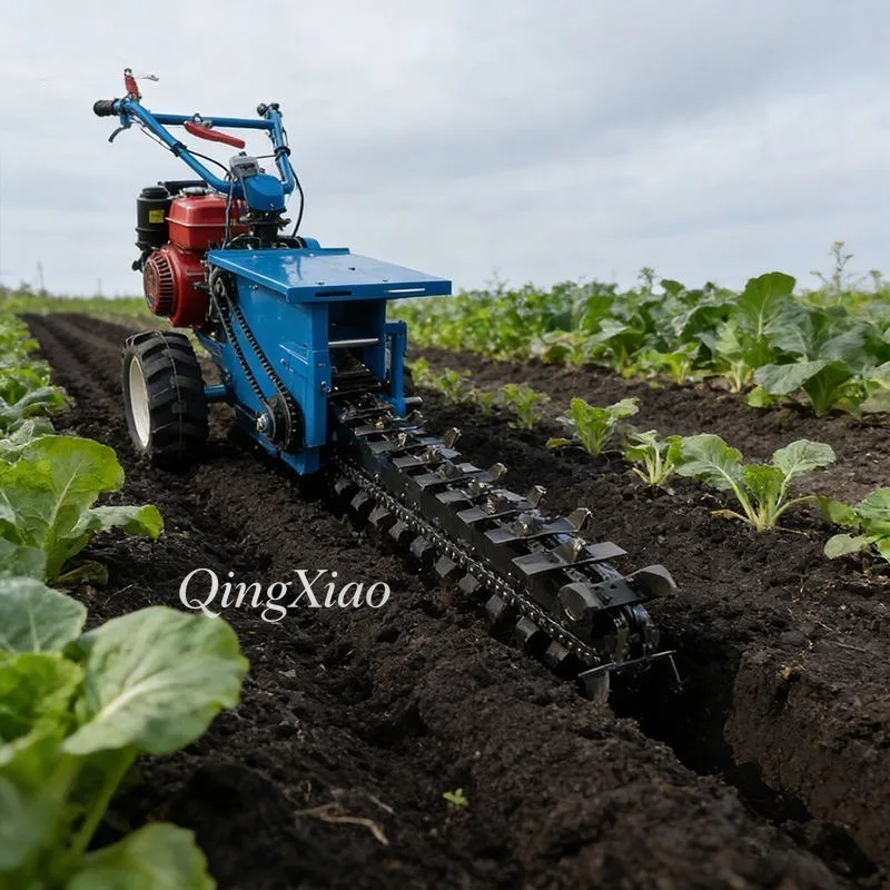 Walk Behind Chain Trencher Mini Ditcher Agricultural Trenching Machine for Water Pipeline Laying Farm Use