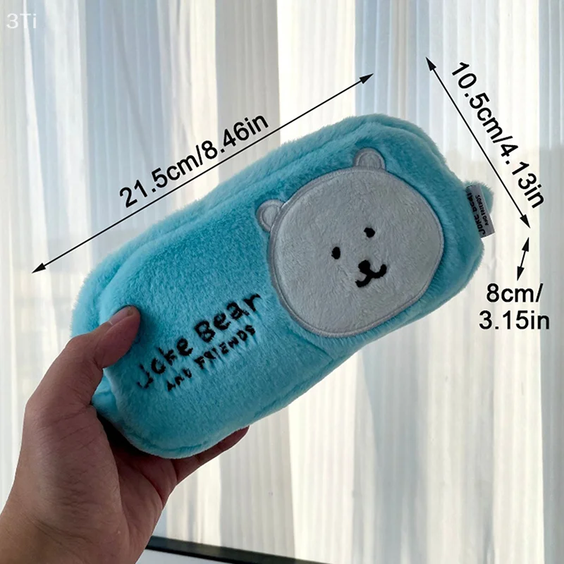 Cartoon Joke Bear Plush Student Pencil Case Large Capacity Cosmetic Storage Bag Office School Storage Supplies Zipper Pouch
