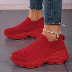 Original Red Knit Sneakers Woman Fashion Platform Slip-on Casual Sports Shoes For Women Trend Lightweight Women's Running Shoes