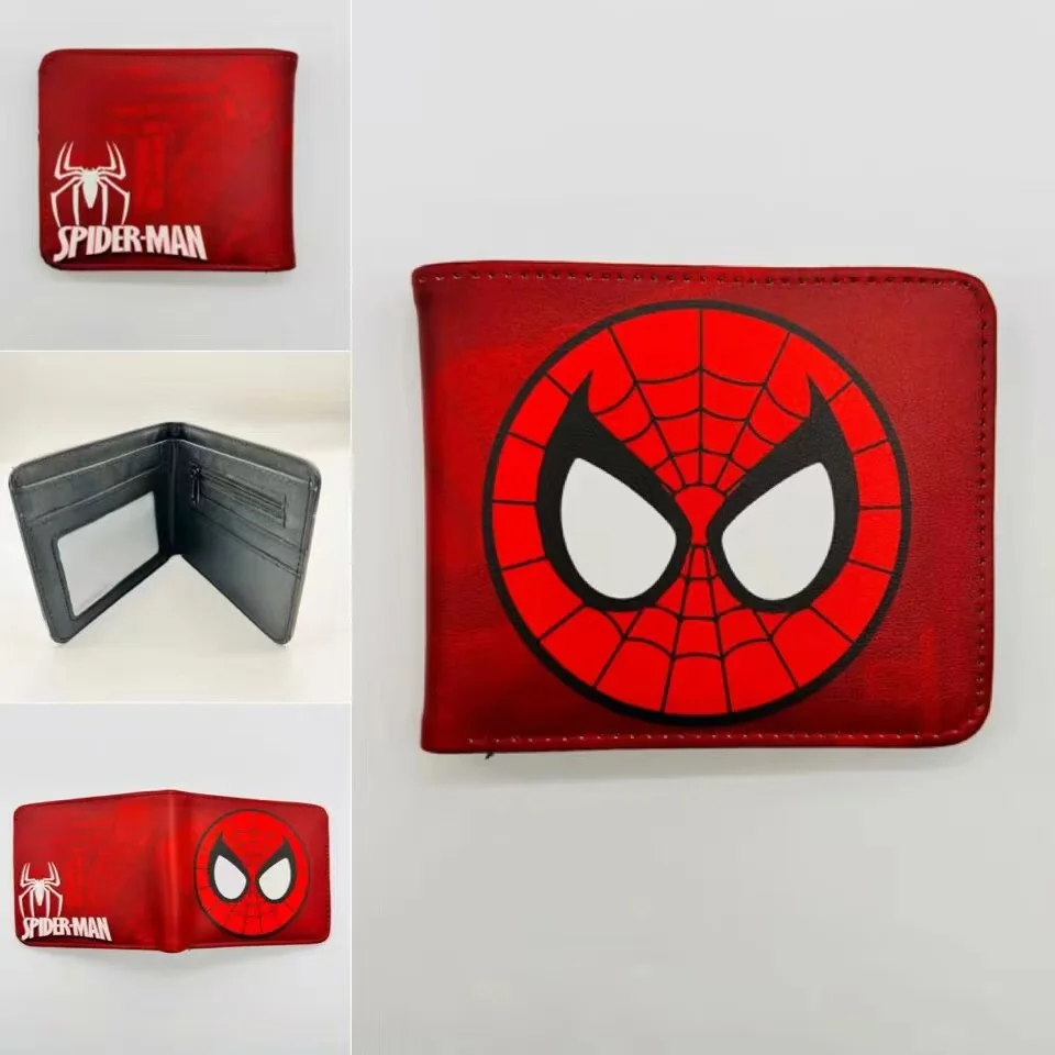 New versatile Spiders-Man boys style girls hero anime short folding wallet large capacity multi-card slot coin purse wallet