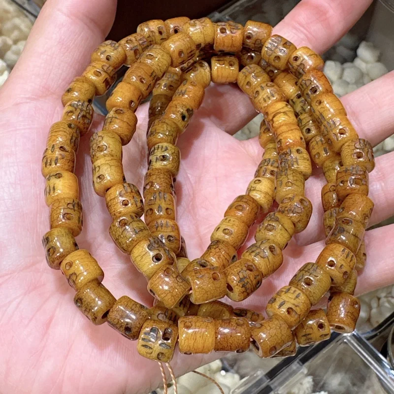 Tibetan Ox Bone Shri Chitipati 8mm Double-Sided Skull 108 Bone Camel Bracelet