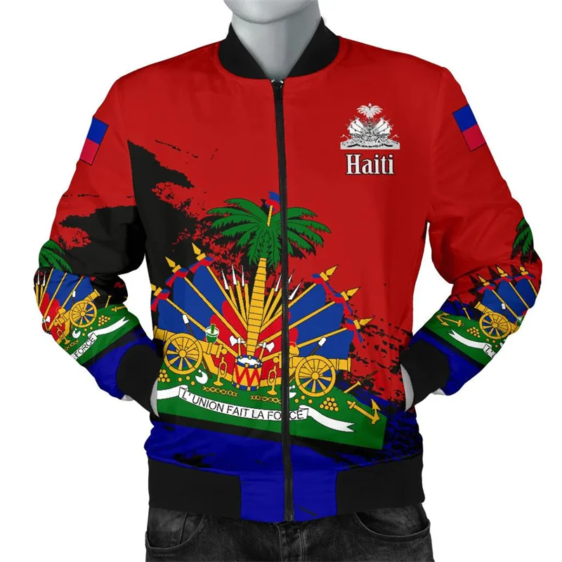 

New 3D Printed Haiti Jacket National Flag Coat Of Arms Men Jiackets Women Long Sleeve Coat Kid Street Jacket Christmas Clothes