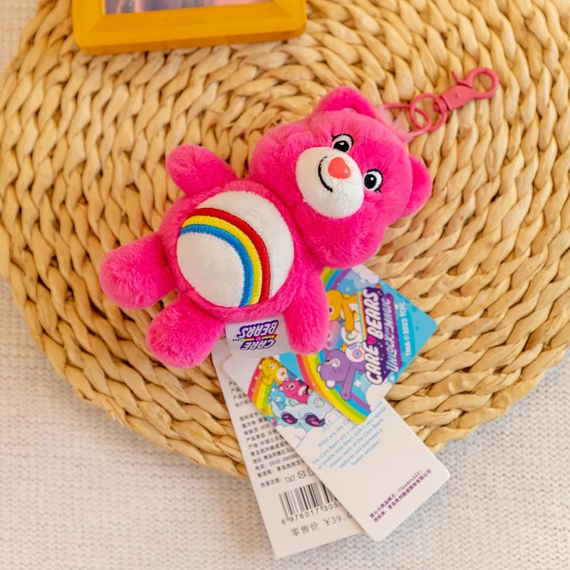 الرعاية الدببة أفخم المفاتيح Carebears قوس قزح الدب صرير صوت لطيف محشوة اللعب دمية على ظهره حقيبة مدرسية ديكور كيرينغ فتاة الهدايا