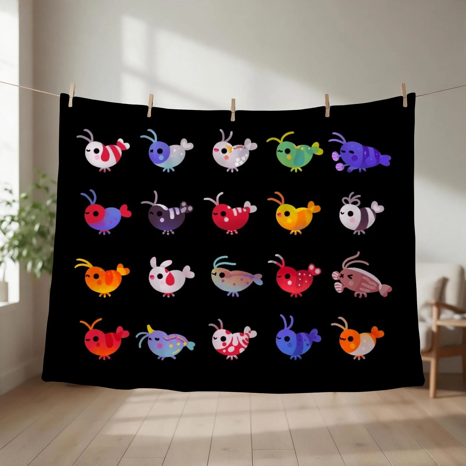Freshwater shrimp Throw Blanket couch cozy soft plush fuzzy picnic outdoor blanket