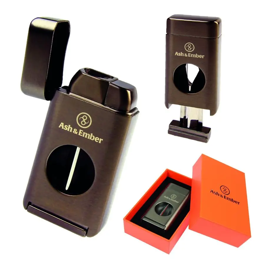 

Lighter with Torch Flame Refillable Butane Lighter with VCutter, Windproof, Ergonomic Design, Adjustable Flame, Premium Gift Box