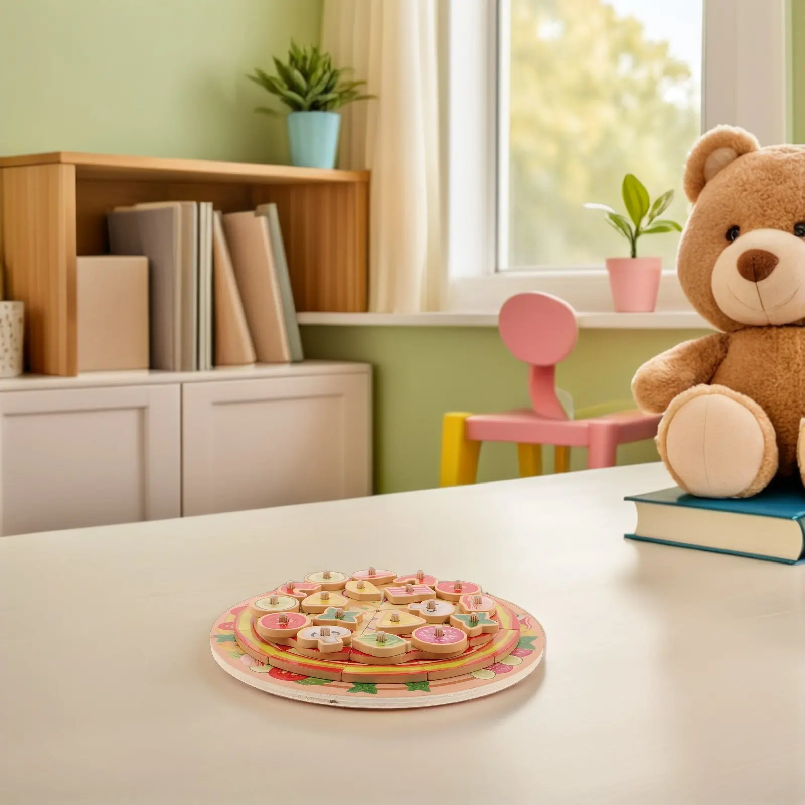 

Деревянный реалистичный набор для игры в пиццу, развивающий кухонный игровой набор Монтессори для малышей - Детский