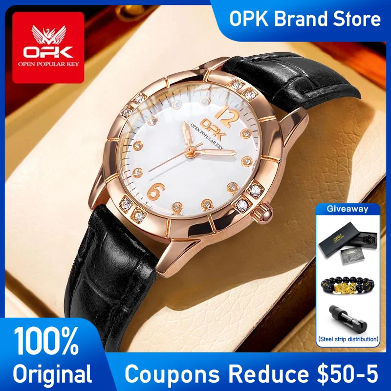 

OPK Women's Watches Fashion luxury Brand quartz watch leather strap Waterproof Luminous Watch For Women