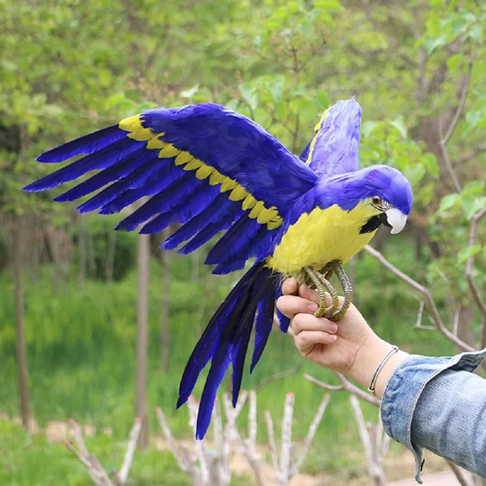 new simulation wings parrot model foam&feather blue bird handicraft decoration gift 45x60cm