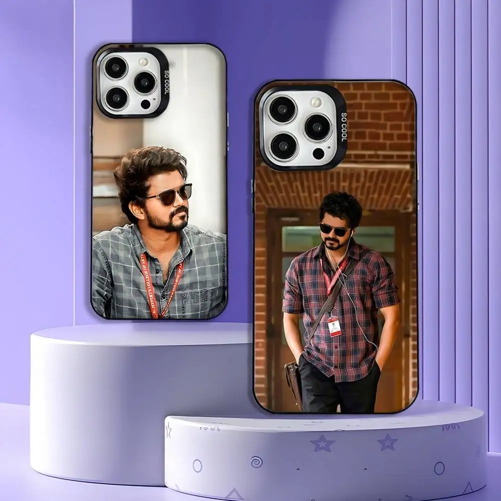 

Actor Singer T-Thalapathy Vijay Phone Case For iPhone 16,15,14,13,12,11,Mini,Pro,E,MAX Gray Matte Silicone Black Cover