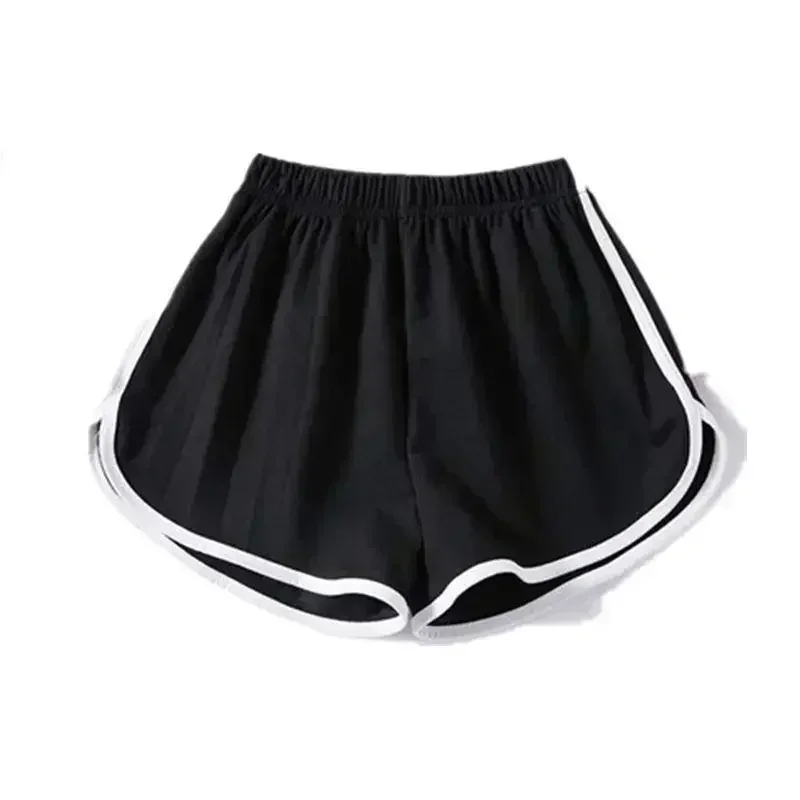 Verão novos shorts para estudantes casuais femininos edição coreana underlay yoga perna larga casa dormir calças com borda contraste cor