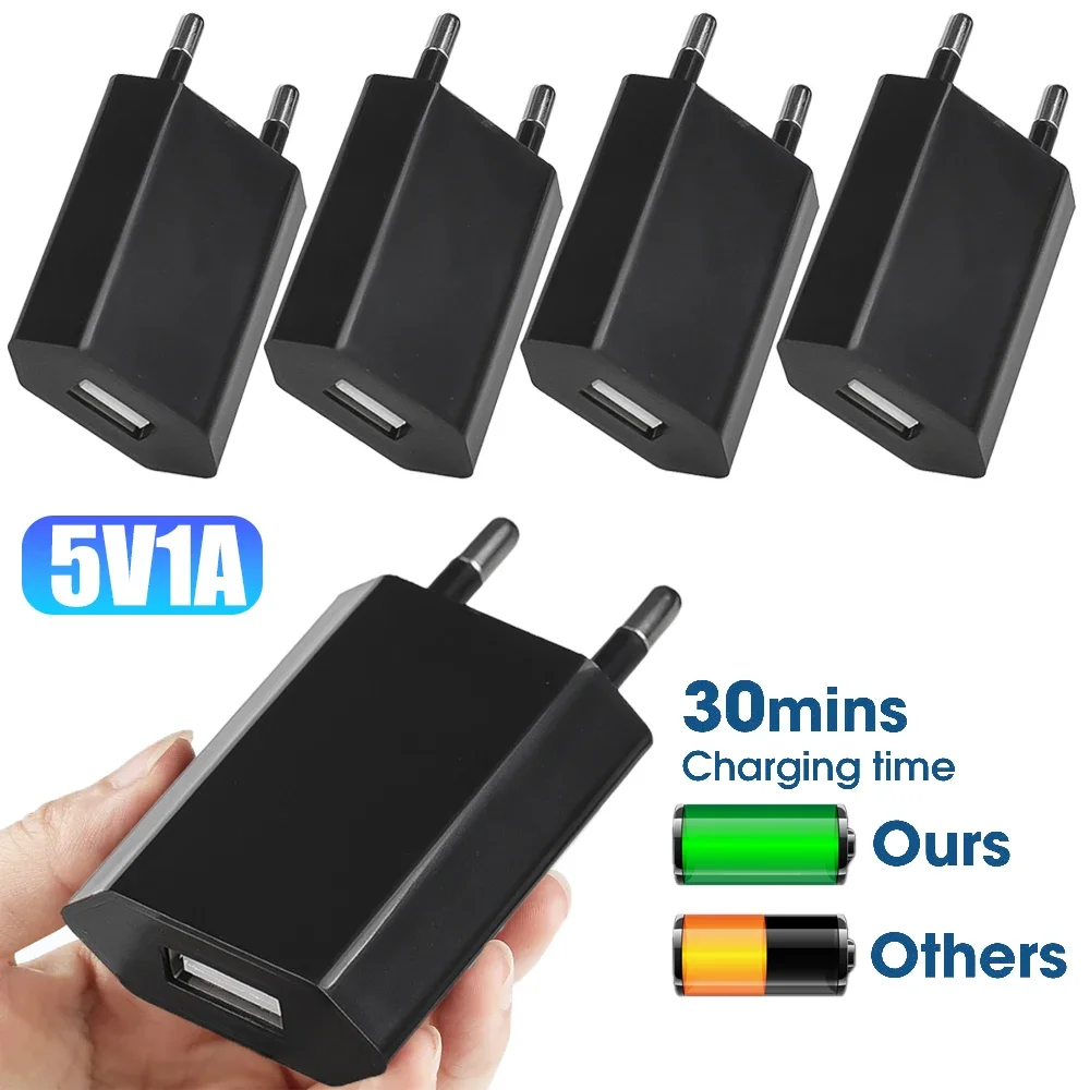 EU Plug Cellphone Chargers 5V 1A AC USB Charger Wall Power Adapter for Apple IPhone IPad Android Samsung Xiaomi Travel Chargers