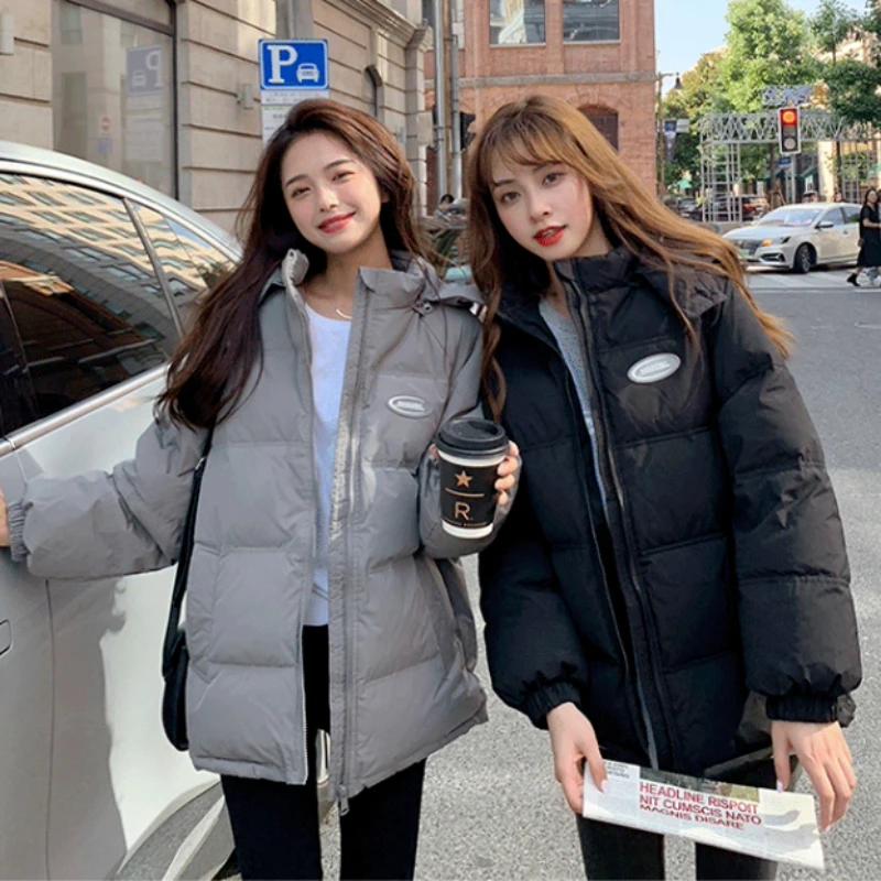 2023 New Women Cotton Clothing Fashion Casual Detachable Hat short outwear loose large size parkas Winter thicken warm outcoat