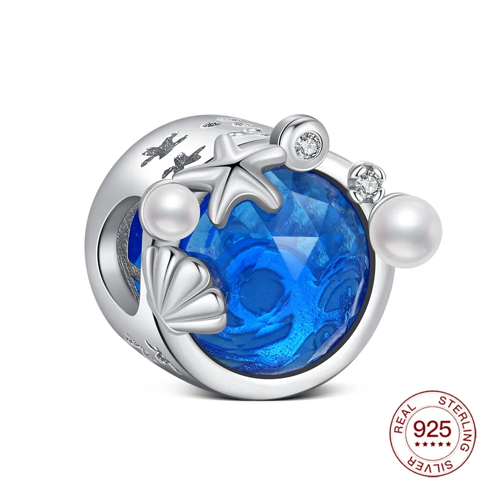 New Charm Original Shells Waves Stringing Beads 925 Sterling Silver Bead Fit Bracelets Diy For Woman Holiday Jewelry Love Gift