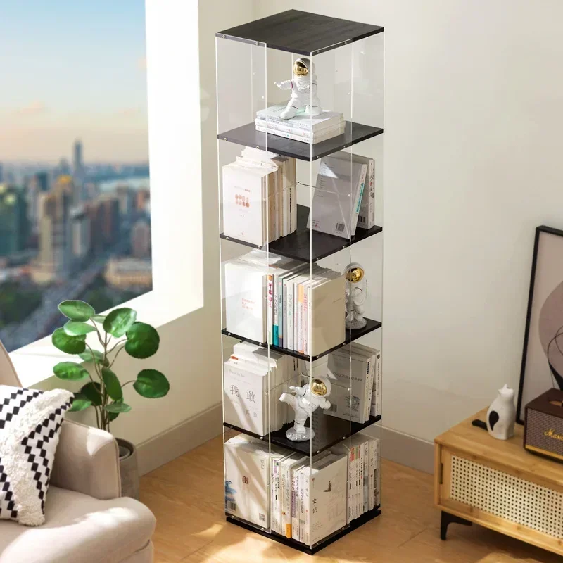 360 degree rotating bookshelf bookcase  floor small picture book rack living room student simple shelf