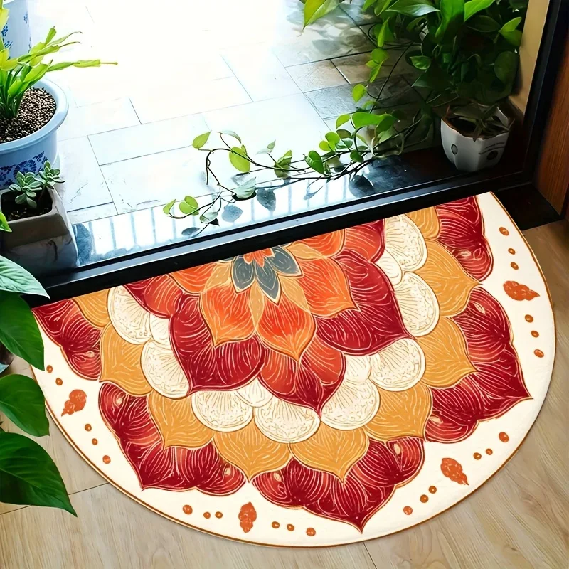 Cute Tropical Banana Leaf Semi Circle Doormat Vintage Palm Leaves Rug Sweet Welcome Floor Mat For Entrance Front Door New
