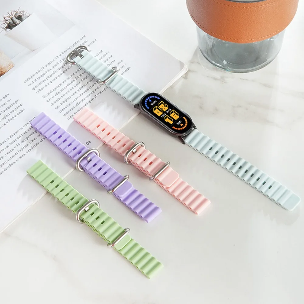 Replacement Ocean Silicone Belt Soft Adjustable Strap Needle Buckle Interface Wristband for Xiaomi Mi Band 8 Strap Accessories