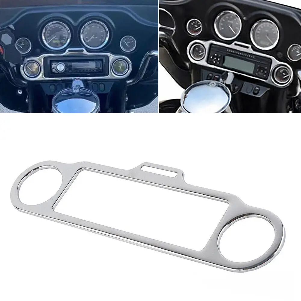 Chrome Motorcycle Stereo Accent Trim Ring Cover Fit For Harley Ultra Classic Touring Electra Street Glide Trike 96-13