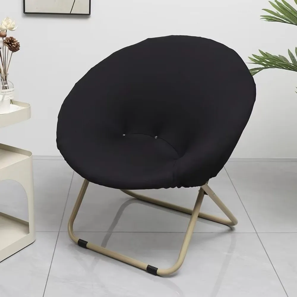 Universal PU Saucer Chair Cover Elastic Anti-slip Camping Seat Cover Round Solid Color Moon Chair Protector Fit Outdoor Chair