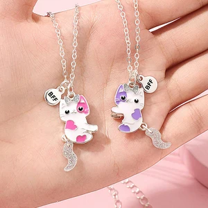 Katze Magnetische Halskette für beste Schwestern, schöne BFF -Scheibe, Kinderschmuckgeschenke, 2 PCs 8 Hauptverkaufskettenmagnet - №8