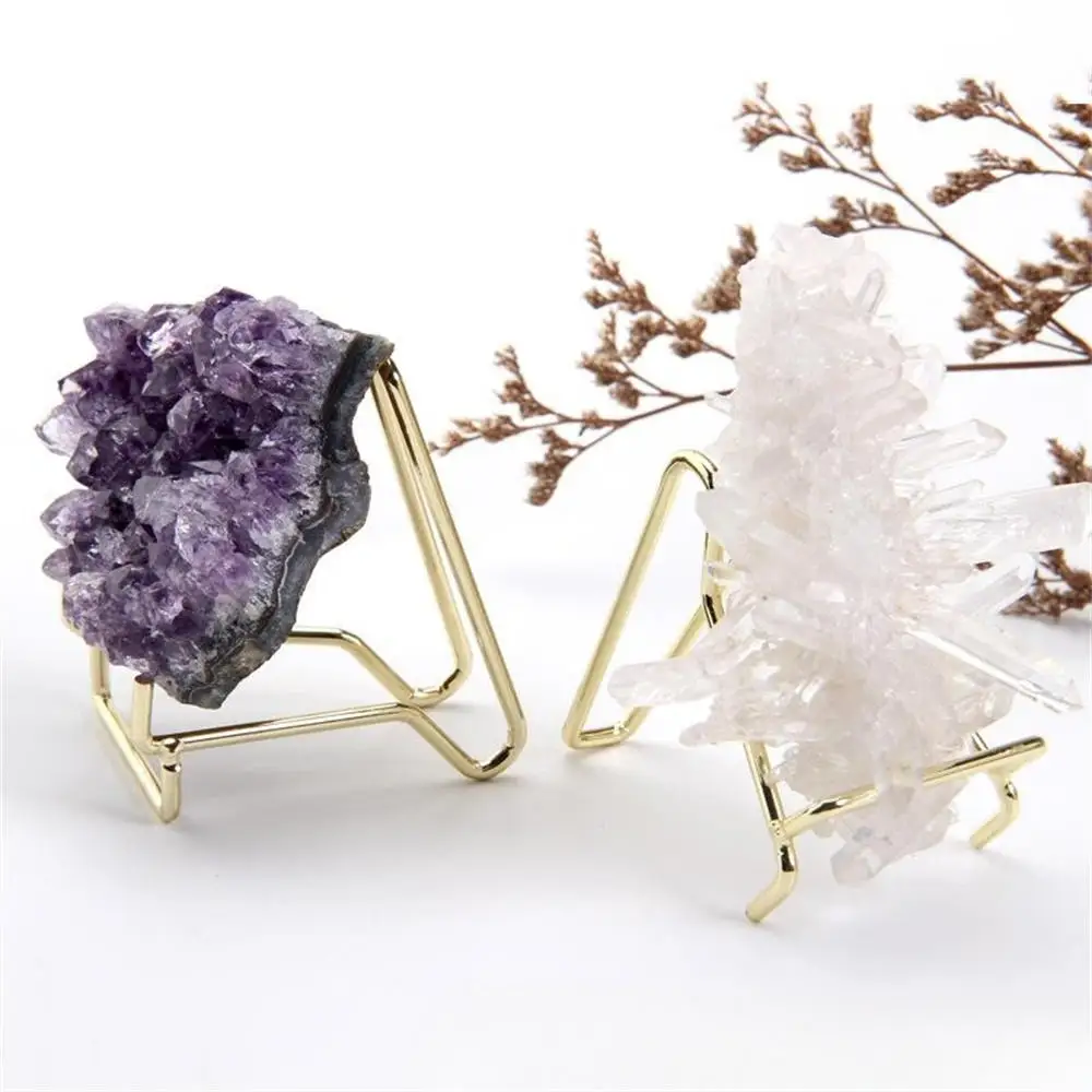 

10Pcs Metal Display Stand Easel Rack Crystal Mineral Agate Crafts Holder Support Supplies Storage Stand Gold Silver