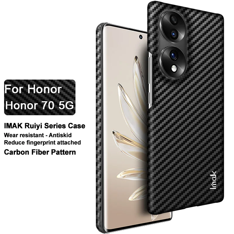 Honor70 90 Pro 5G IMAK Carbon Fiber Pattern Back Panel for Huawei Honor 70 Case Hard Matte PU Leather Cover Phone Honor 90 NX9