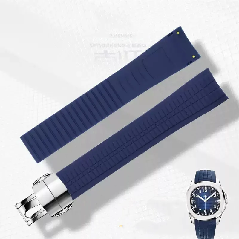 Durable Silicone Watch Strap 21mm For Original Patek Philippe Grenade Fluororubber Strap Aquanaut Series 5164/5167 PP Bracelet