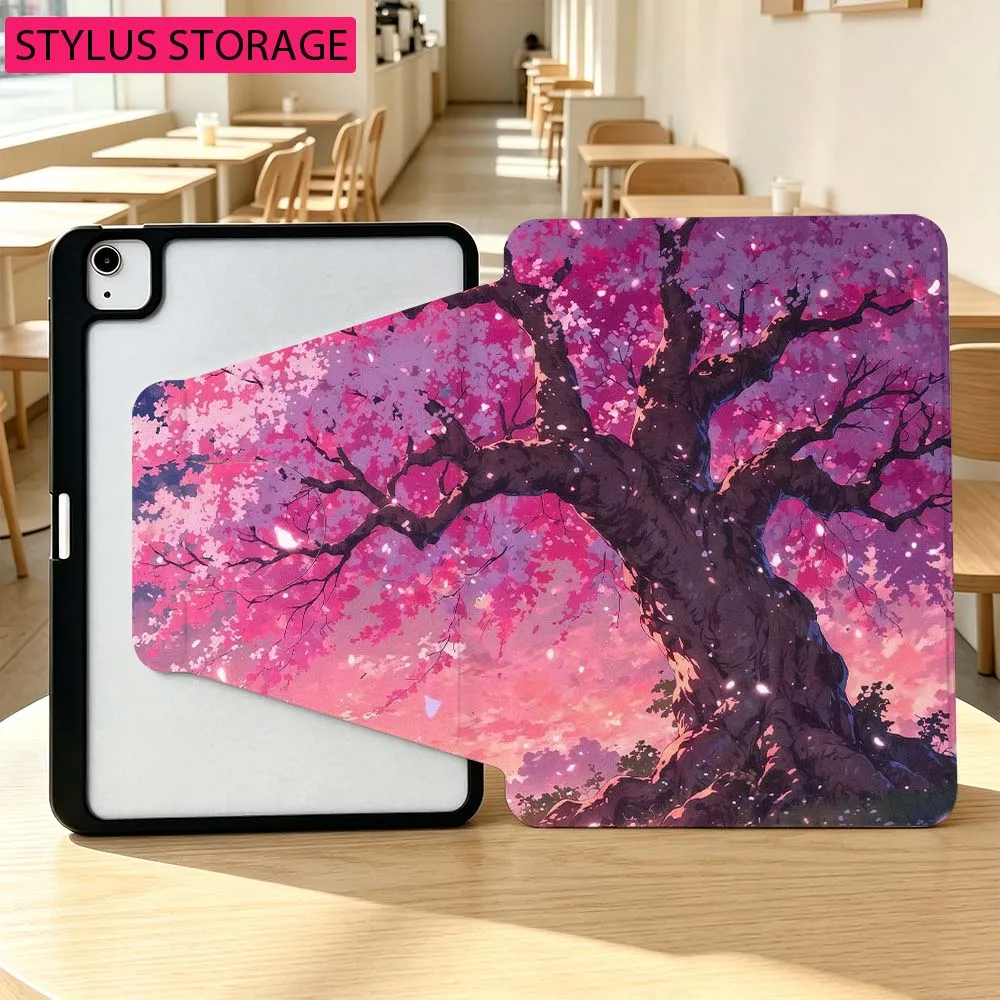 Golden Pink Tree For Samsung Galaxy Tab A7 A8 A9 A11 S6 S7 S8 S9 S10 S11 FE Plus 360° Rotation Pen slot Tablet Case