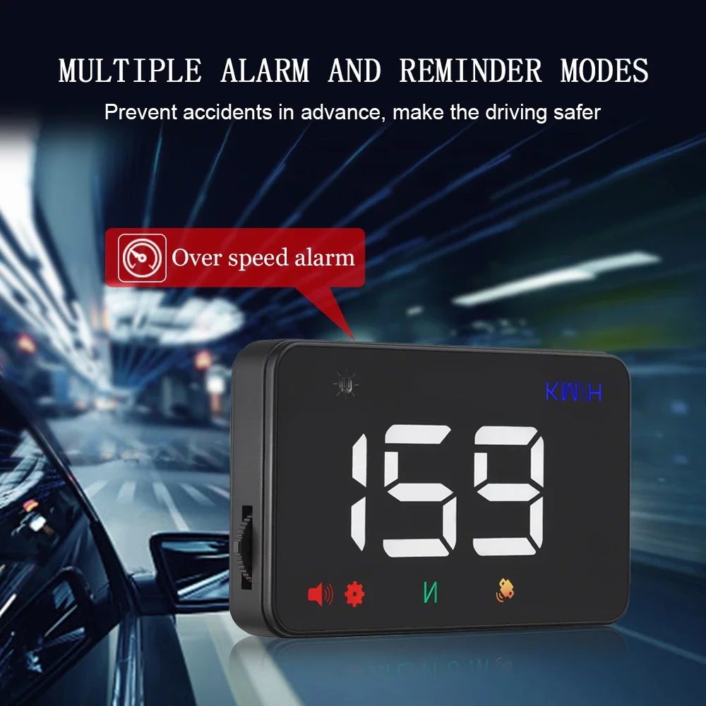 Speedometer mobil Universal, Speedometer GPS HUD mobil, tampilan depan atas kecepatan A5 Digital peringatan navigasi otomatis