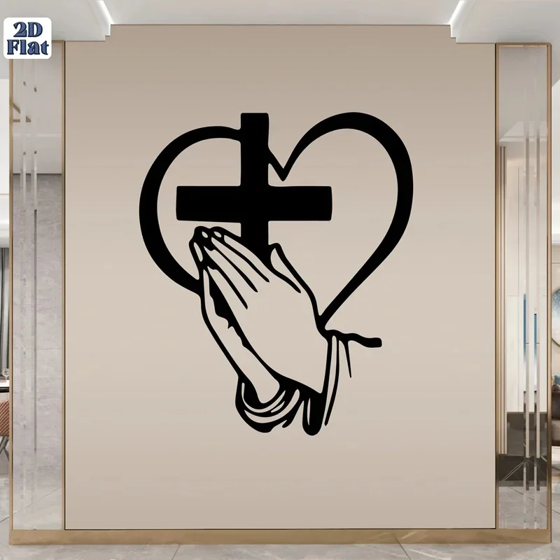 Spiritual Cross & Heart Metal Wall Art Decor, Religious Gift for Black Friday Easter 1pc