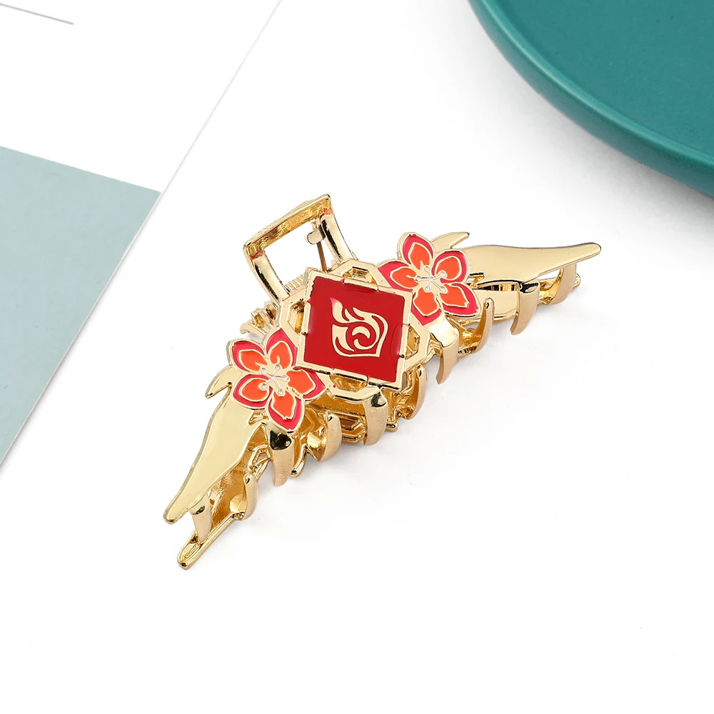 Anime Game Genshin Impact Metal Fashion Hair Claw Eye of God Pattern Women Home Outdoor Crab Clip Wild Hair Accessories Gifts