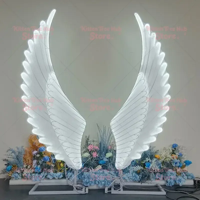 LED Luminescent Angel Wings, Modern Fairy Wings Lamp for Wedding Party Stage, Shining Bride Road Lead Decor