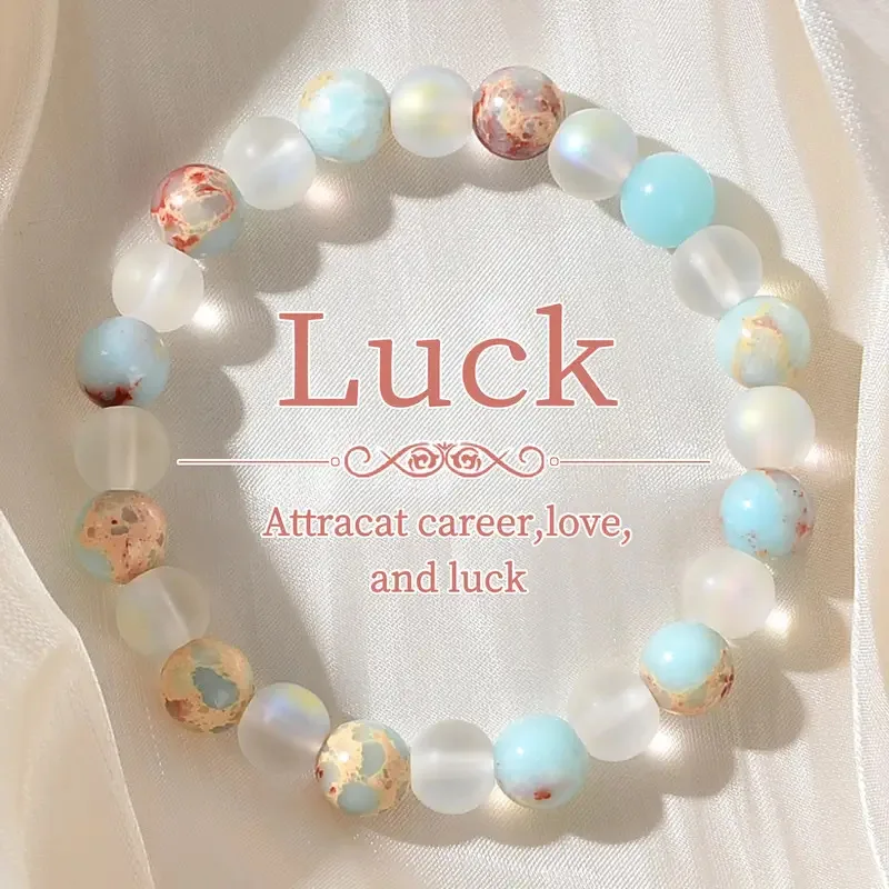 1 morceau de bracelet de perles de sédiments d'aura et d'océan de quartz - Unisexe - Bijoux en cristal homogène - Brings abondance