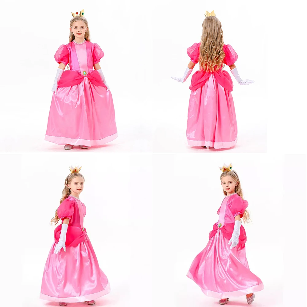 Halloween Rosalina Dress Girls Peach Costume Daisy Cosplay Costumes Children Birthday Dress Up Party Carnival Fancy Outfit