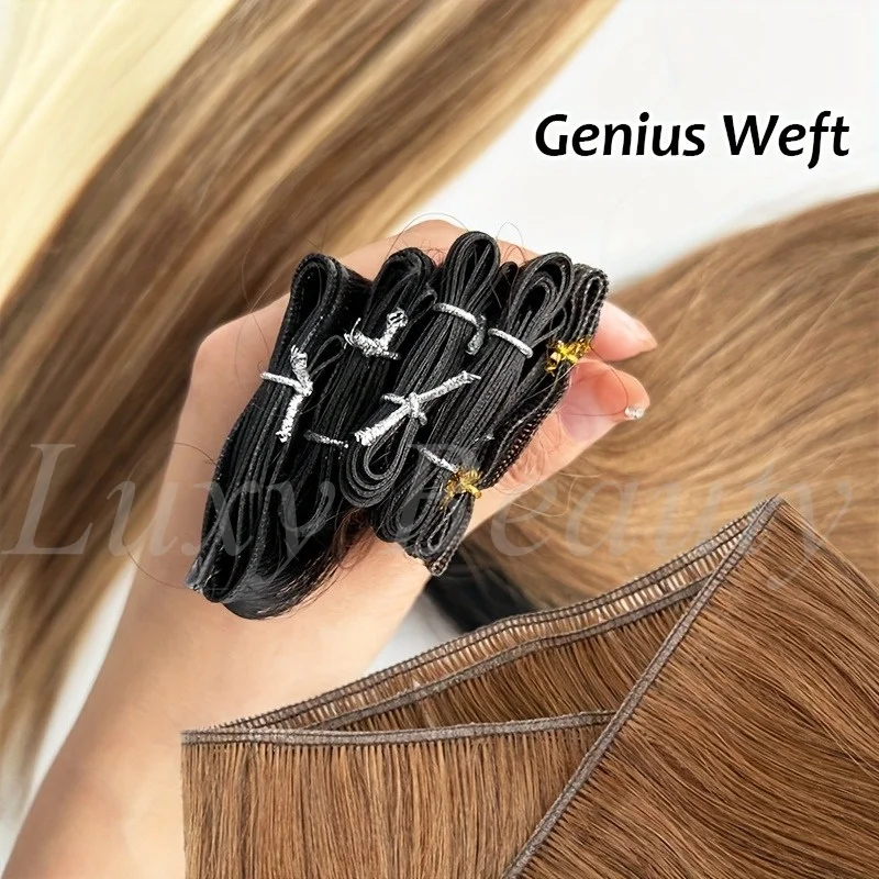 Seamless Genius Weft Human Hair Extensions Sewing In 12-20 inches Lightweight Hair Weave Natural Straight Brazilian Hair Bundles