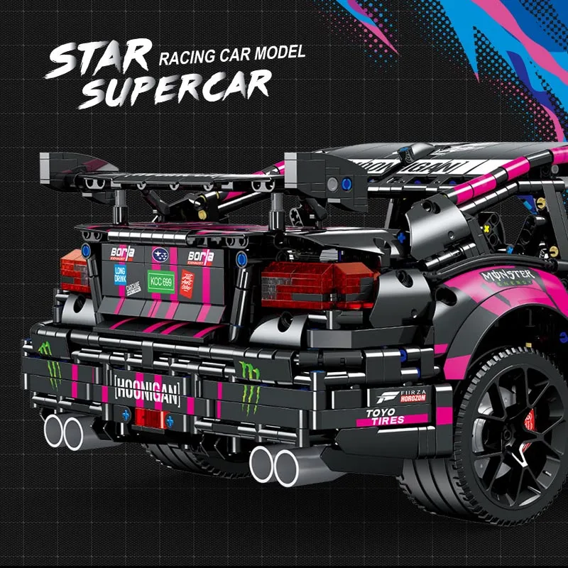 City Technical 2978pcs Subaruced Racing Car Model Building Blocks Black Assembly Supercar DIY Bricks Toys For Children Gifts