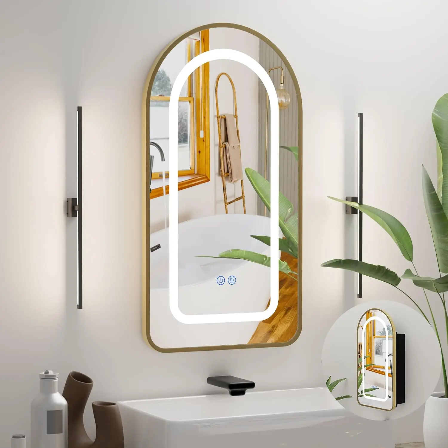Bathroom Medicine Cabinet with LED Mirror, Anti-Fog Lighted Mirror Cabinet,, Customized